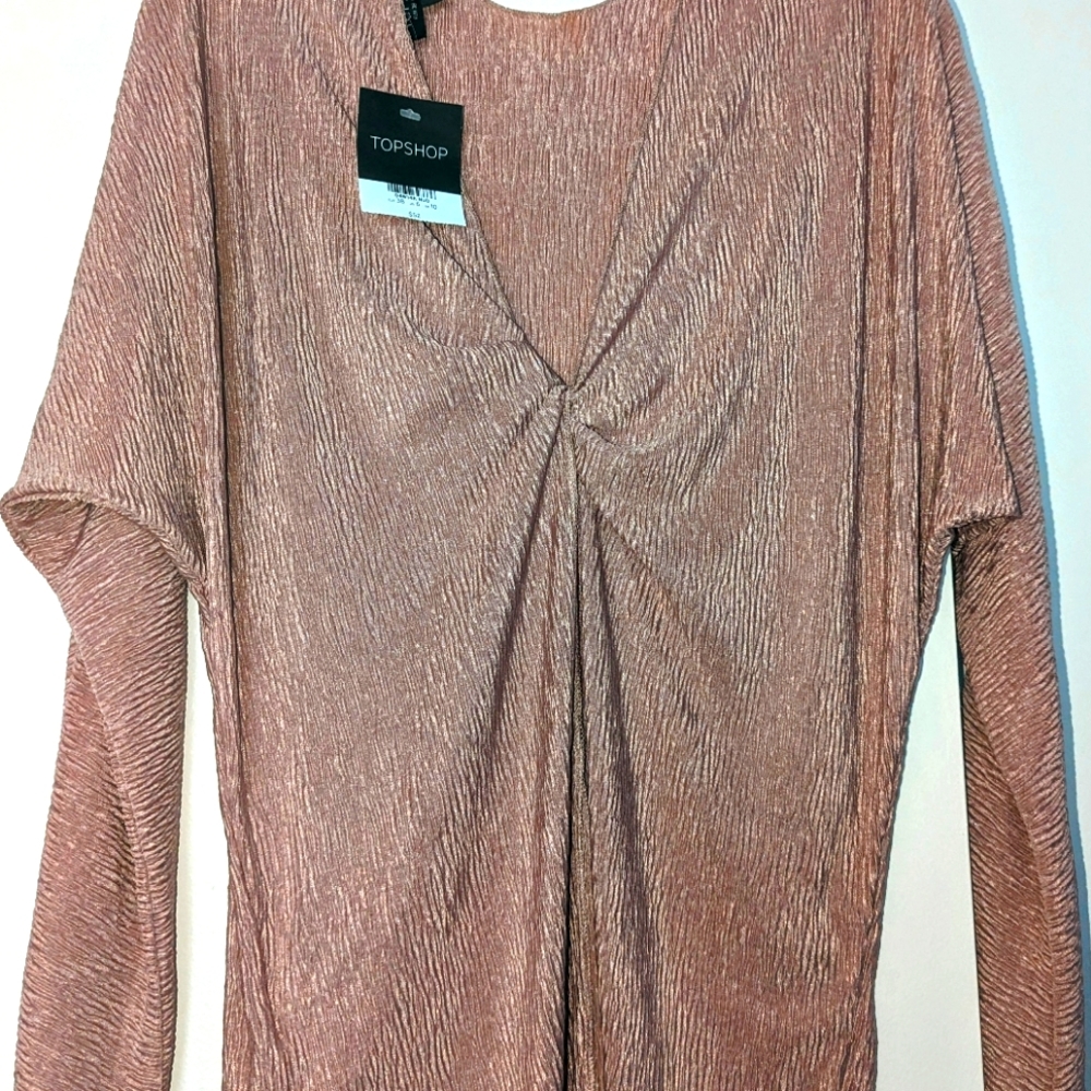 Flirty champagne color TopShop blouse!